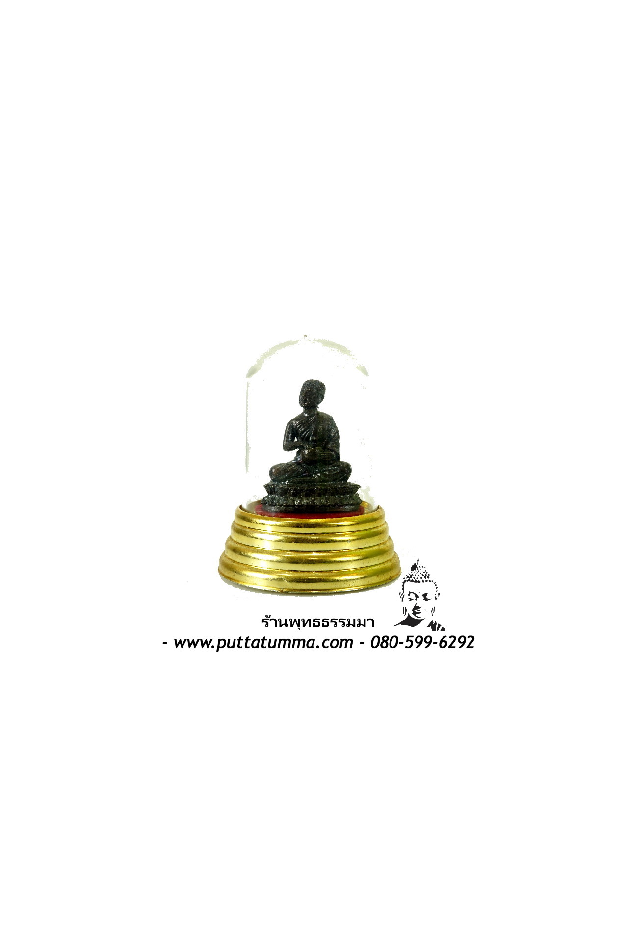 พระอุปคุต เนื้อโลหะ ขนาดเล็ก พร้อมครอบ ขนาด 1.5 x 2 นิ้ว