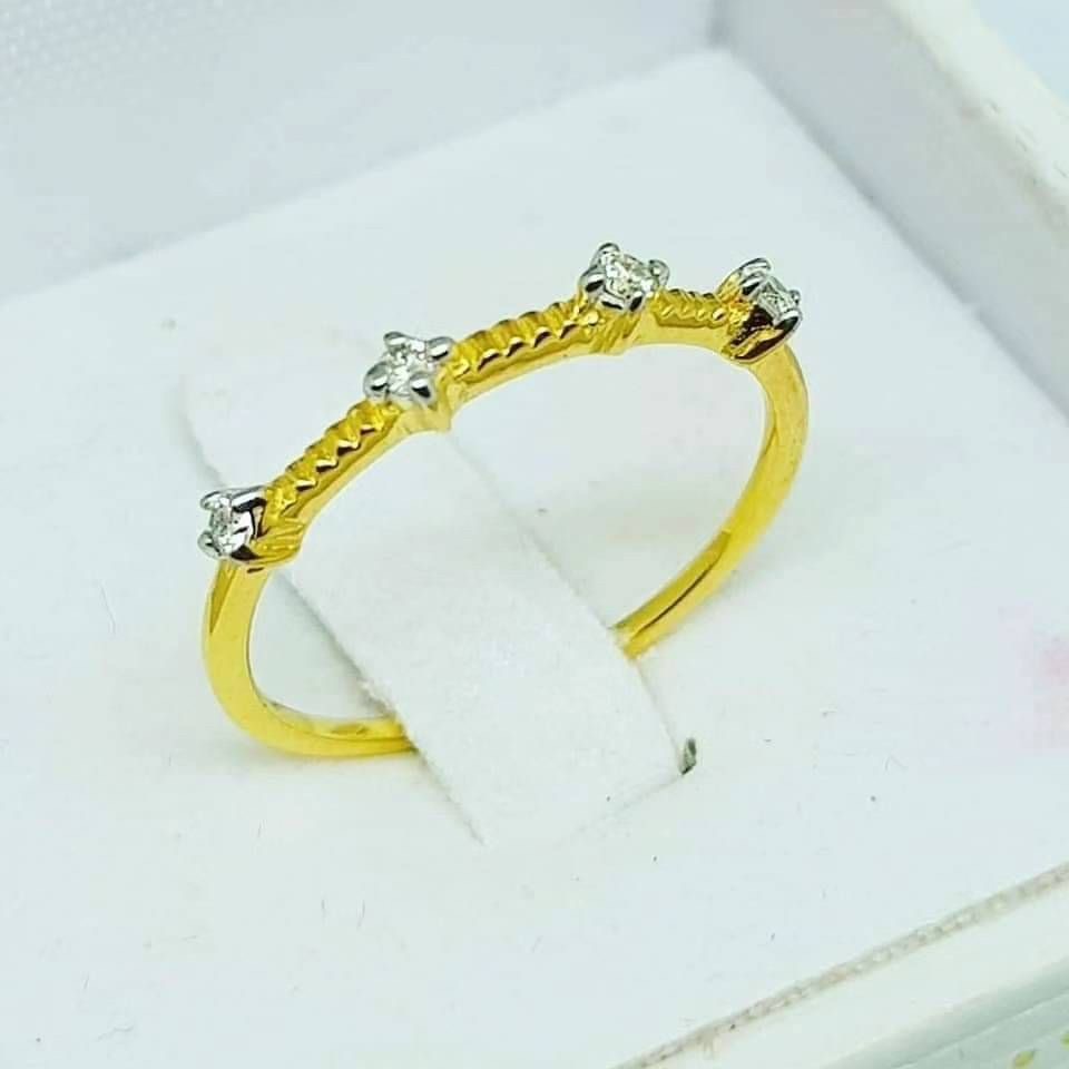 พร้อมส่งและสั่งผลิตแหวนเพชรแท้ชู4เม็ด แหวนแต่งงาน แหวนหมั้น ใส่เที่ยว ออกงาน แหวนทองคำ 9K เพชรแท้ 0.08 กะรัต 4 เม็ด ราคาถูกมาก ส่งฟรี