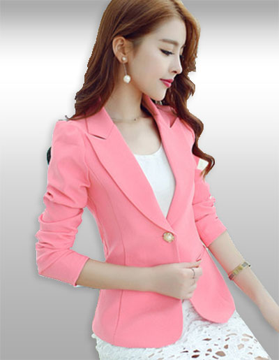 เสื้อสูทผู้หญิงแขนยาวสีชมพูสไตล์เรียบหรู มี 5 ไซส รหัส1649