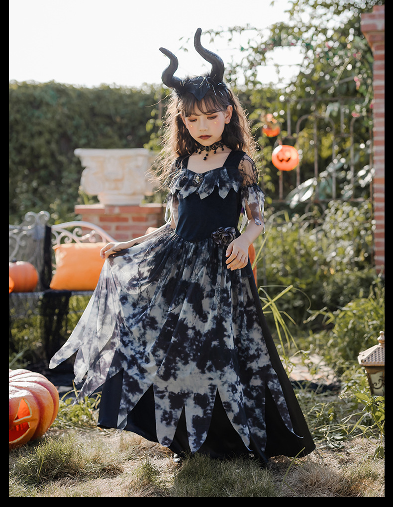 ชุดฮาโลวีนเด็กผู้หญิง haloween ชุดเดรสสีดำ-เทา สไตล์นักบวช ผีแม่ชี