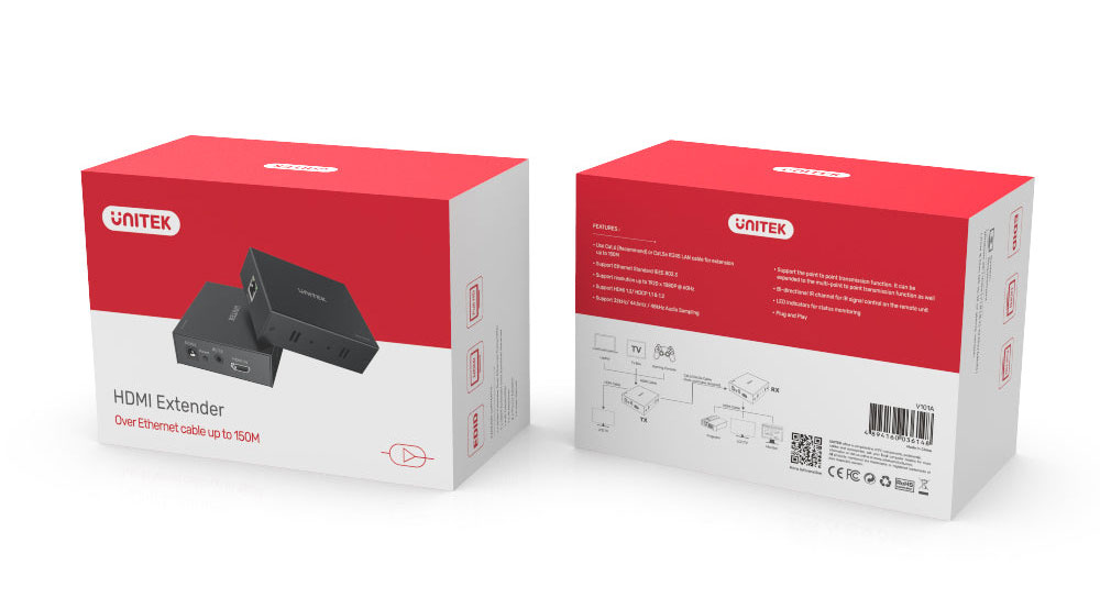 HDMI Extender 60M Over Ethernet 4K/30Hz (HDMI to LAN) by Unitek