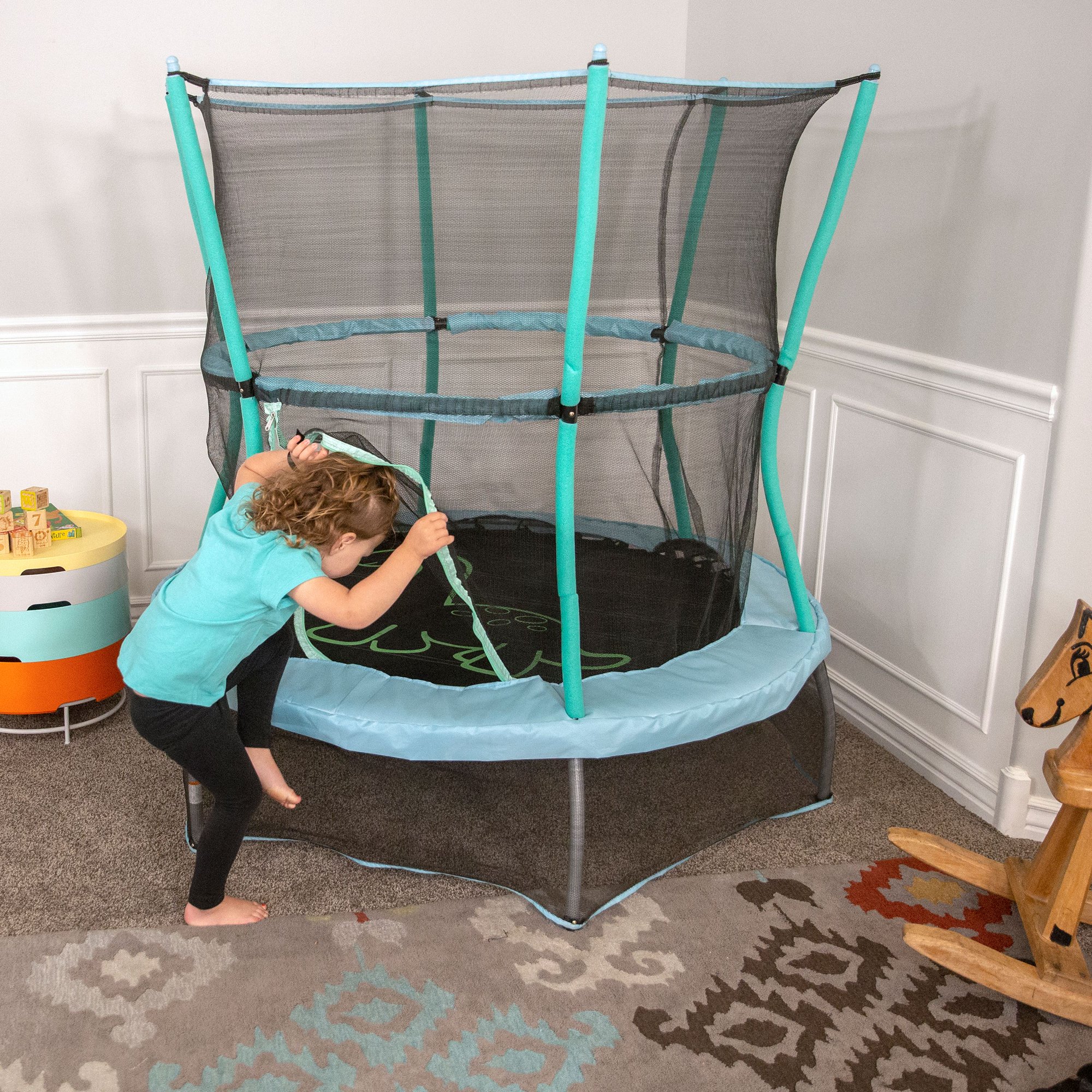 แทรมโพลีน Skywalker Trampolines 55-Inch Bounce-N-Learn Trampoline, with Enclosure and Sound, Stomping Dinosaur ขนาด 55 นิ้ว ลายไดโนเสาร์