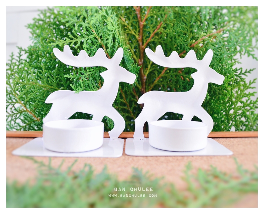 White Reindeer Candle Holders เชิงเทียนกวางสีขาว