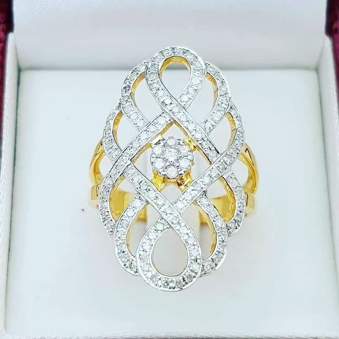 พร้อมส่งและสั่งผลิตแหวนเพชรแท้อินฟินิตี้ทรงสวย ใส่เต็มนิ้ว แหวนแต่งงาน แหวนหมั้น ใส่เที่ยว ออกงาน แหวนทองคำ 9K เพชรกุหลาบแท้ 0.67 กะรัต 109 เม็ด ราคาถูกมาก ส่งฟรี