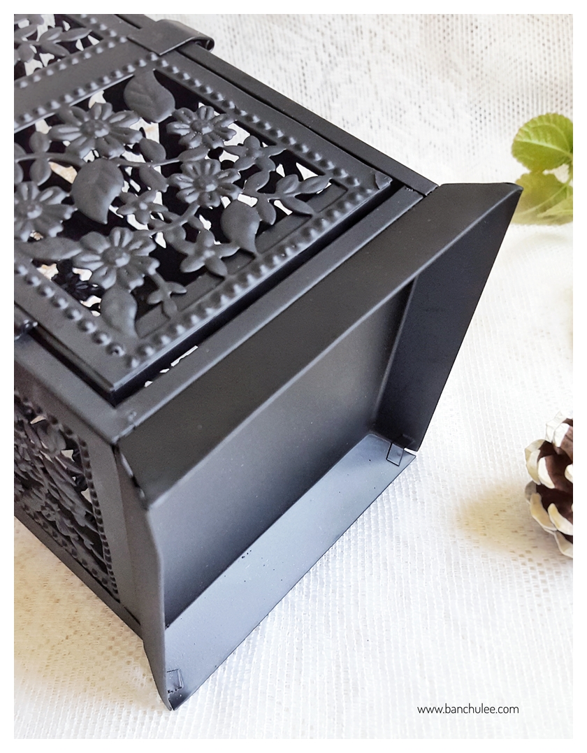 Black Vintage Lantern ตะเกียงสไตล์วินเทจ สีดำ ฉลุลายดอกไม้