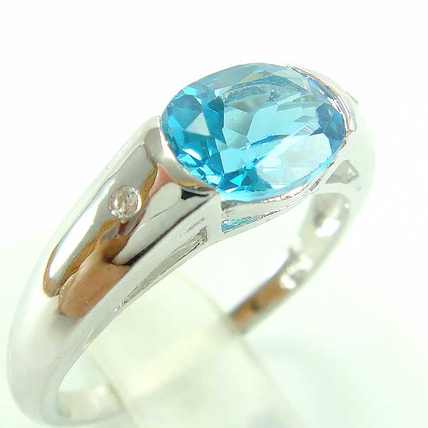 แหวนเงินแท้ราคาถูกชุบทองคำขาว สวิสบลูโทปาซแท้ 1.40 กะรัต เพชรCZ 0.014 กะรัต งานประณีตสวยงาม สั่งผลิตค่ะ