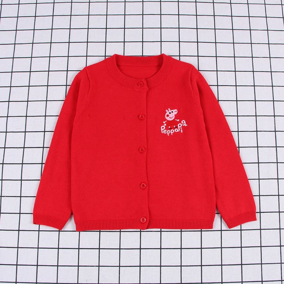 กันหนาว: เสื้อกันหนาวเด็ก Peppa pig สีชมพู;แดง