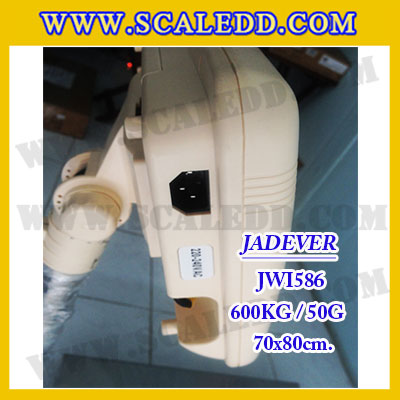 เครื่องชั่งดิจิตอลตั้งพื้น ยี่ห้อ JADEVER รุ่น JWI-586 ขนาดแท่น 70x80cm. พิกัดน้ำหนัก 600kg ค่าละเอียด 50g