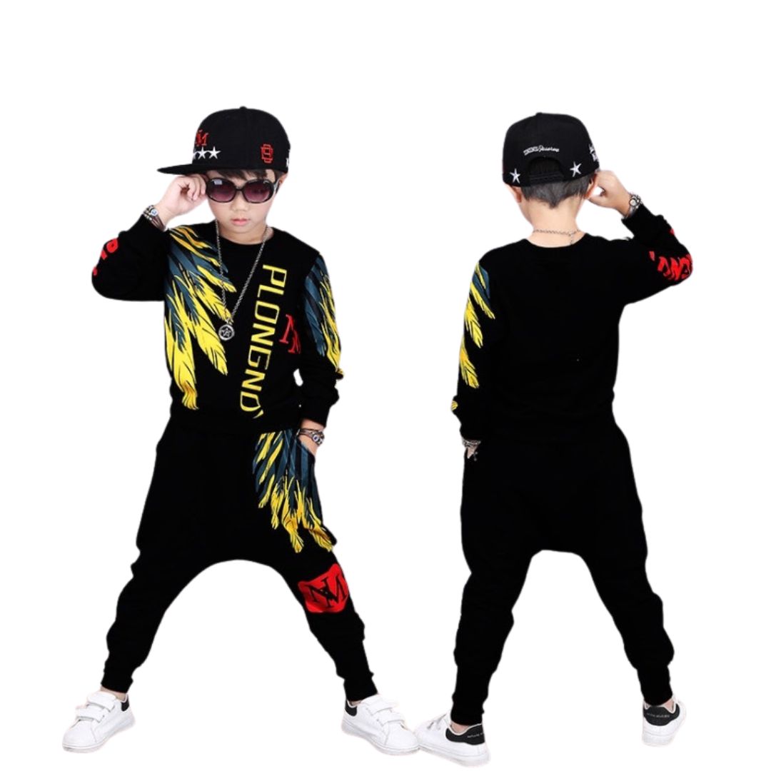 ชุดเต้น เด็กชายเสื้อแขนยาว+กางเกงขายาวดำ