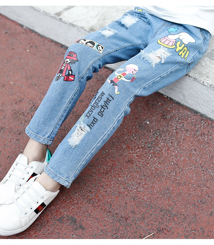 กางเกงยีนส์ขายาว สกีนการ์ตูน