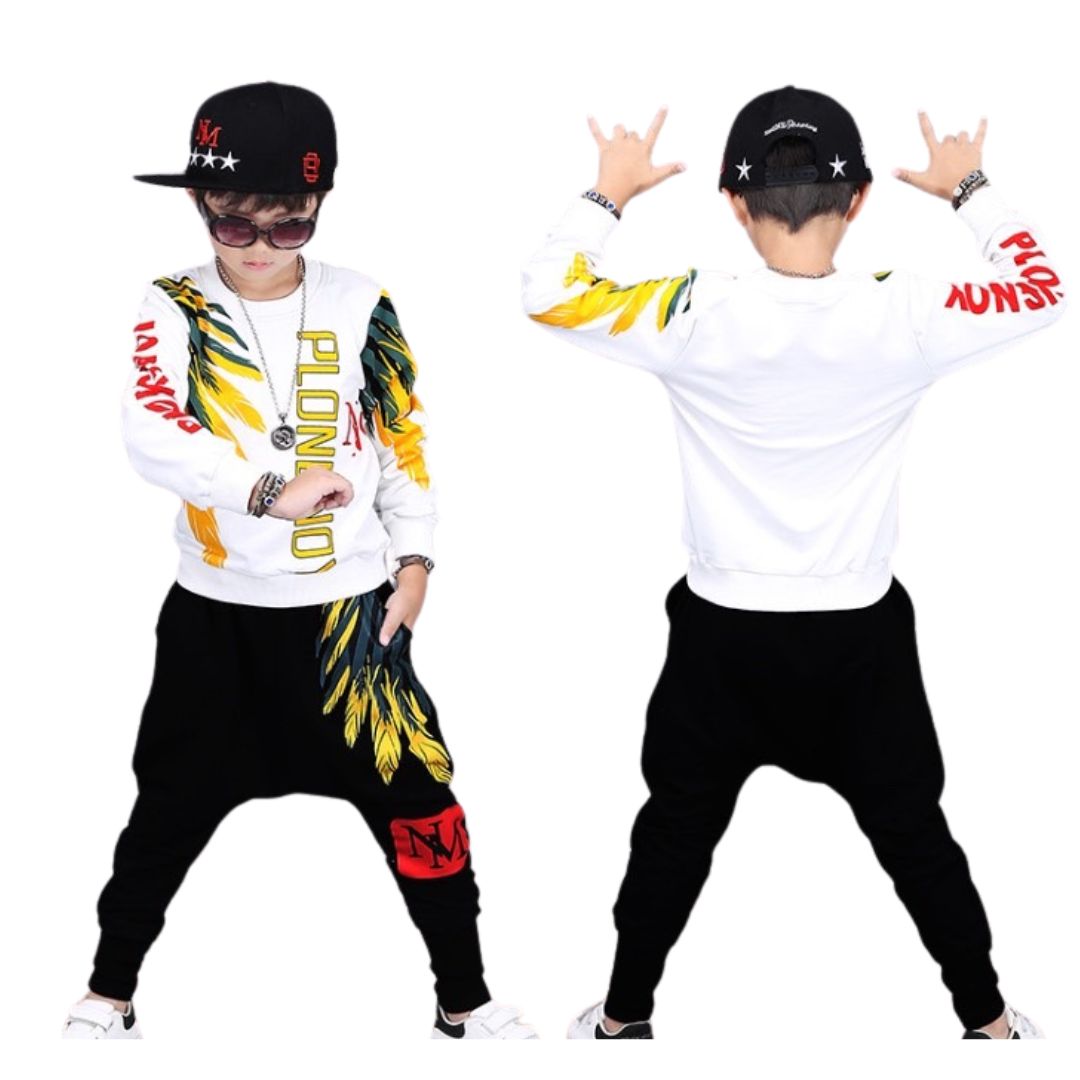 ชุดเต้น เด็กชายเสื้อแขนยาว+กางเกงขายาวดำ