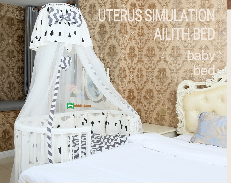 TP21506 เตียงไม้สีขาว Modern Classic OVAL Crib Ivory White (round bed) ดีไซน์สวย WD31