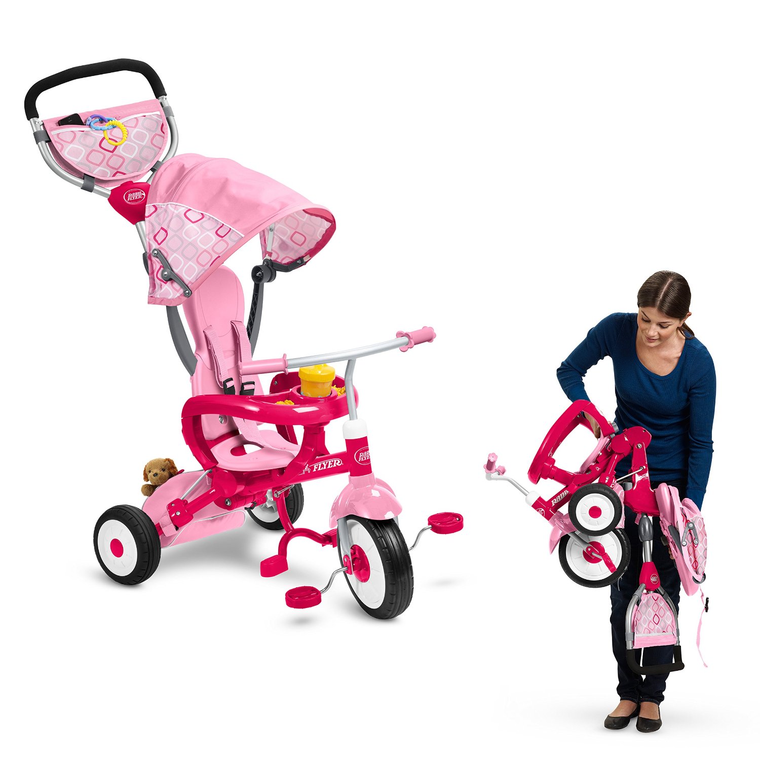 จักรยานพับเก็บได้ Radio Flyer EZ Fold Stroll 'N Trike Ride On, Pink