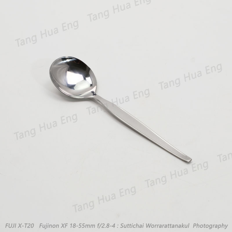 (1โหล) ช้อนซุปเล็ก ลายขอบตั้ง ตรานกเพนกวิน