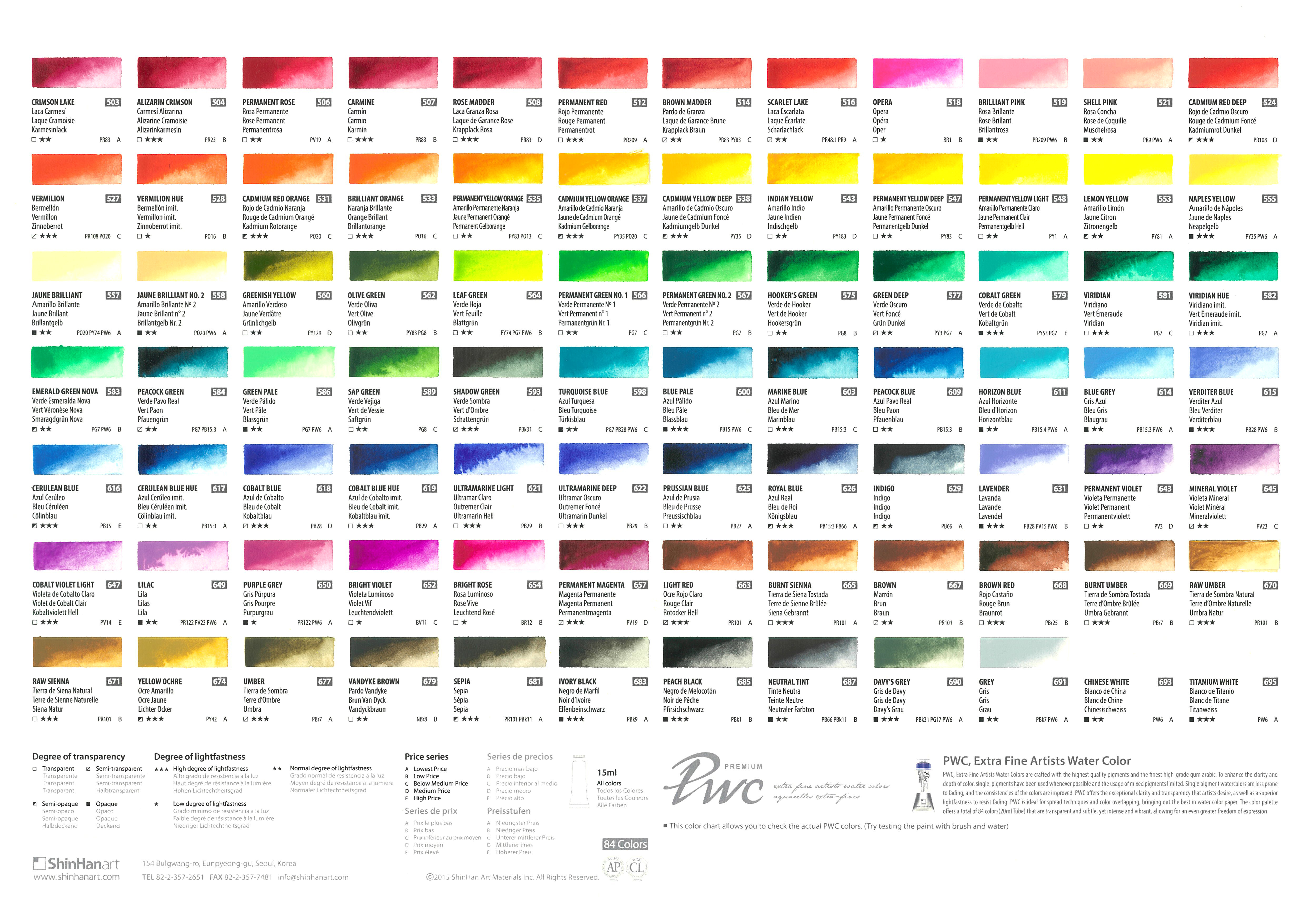 สีน้ำ ShinHan Premium Artist Watercolors(PWC) 15ml