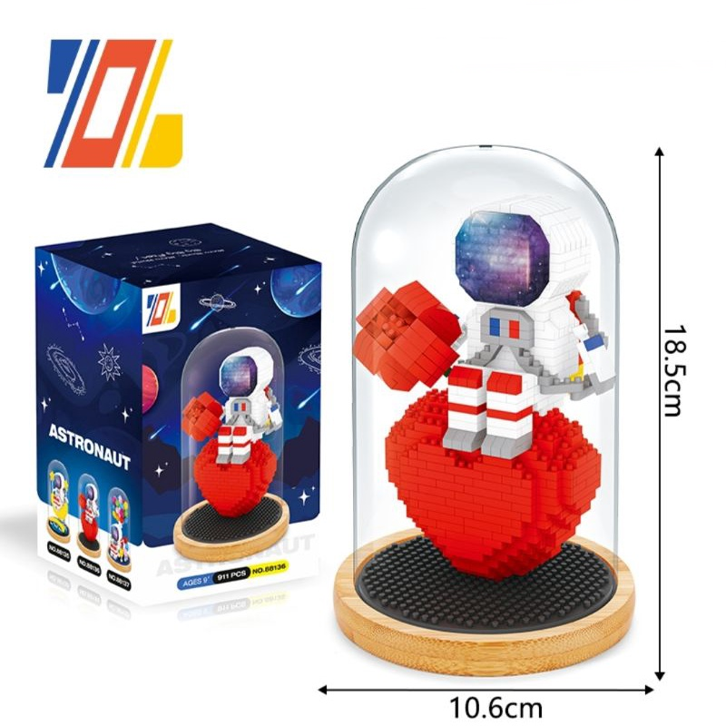 เลโก้นาโน นักบินอวกาศกับหัวใจพร้อมไฟและโคมครอบ(Astronaul Heart with Light and Display Box) Size Jumbo