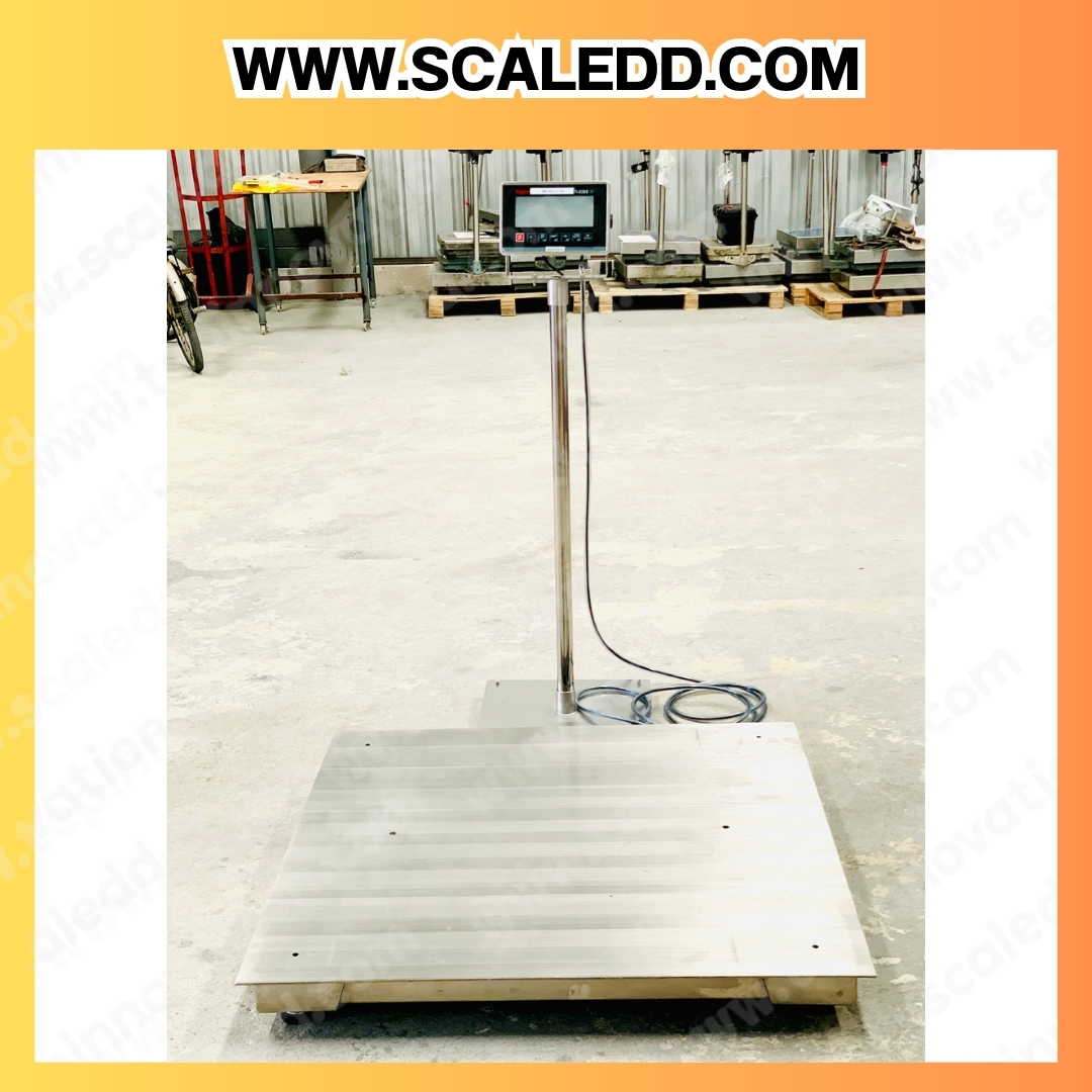 เครื่องชั่งแสตนเลส500กิโลกรัม เครื่องชั่งตั้งพื้นน้ำหนัก500กิโลกรัม ความละเอียด100กรัม ขนาดแท่น 1.2x1.2m. ยี่ห้อ TIGER รุ่น TI-03SS