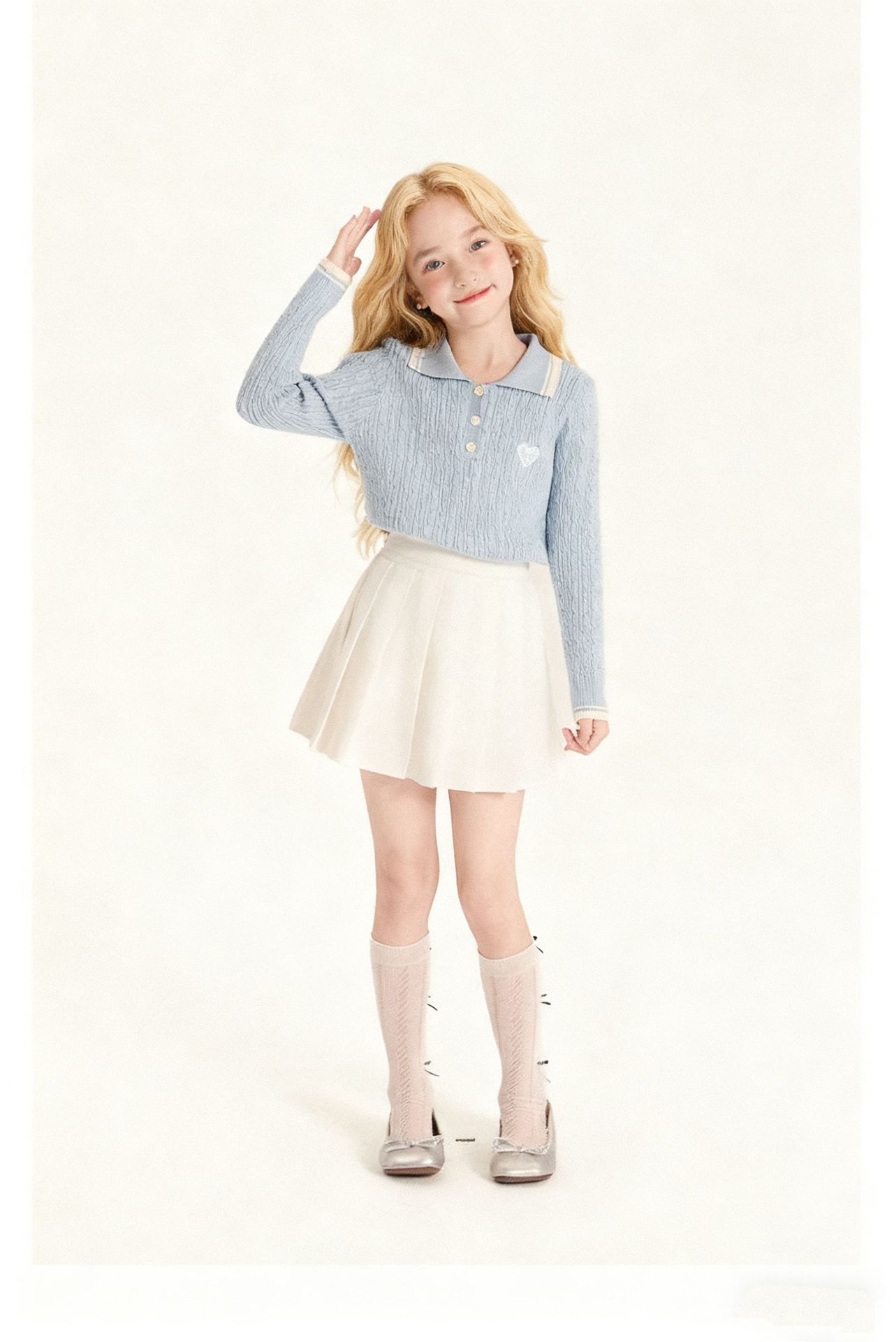 กระโปรงเด็กผู้หญิง อัดพลีทมินิ สีพื้น