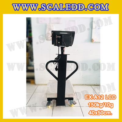 เครื่องชั่งน้ำหนักดิจิตอลพร้อมล้อ150กิโลกรัม เครื่องชั่งตั้งพื้น150กิโล เครื่องชั่งพร้อมล้อ150kg ตาชั่ง150kg ความละเอียด10g ตาชั่ง150กิโล รุ่น A12 ขนาดแท่น40x50cm พร้อมที่เข็นและล้อ URETHANE (เครื่องชั่งผ่านตรวจรับรองจากสำนักชั่งตวงวัด)