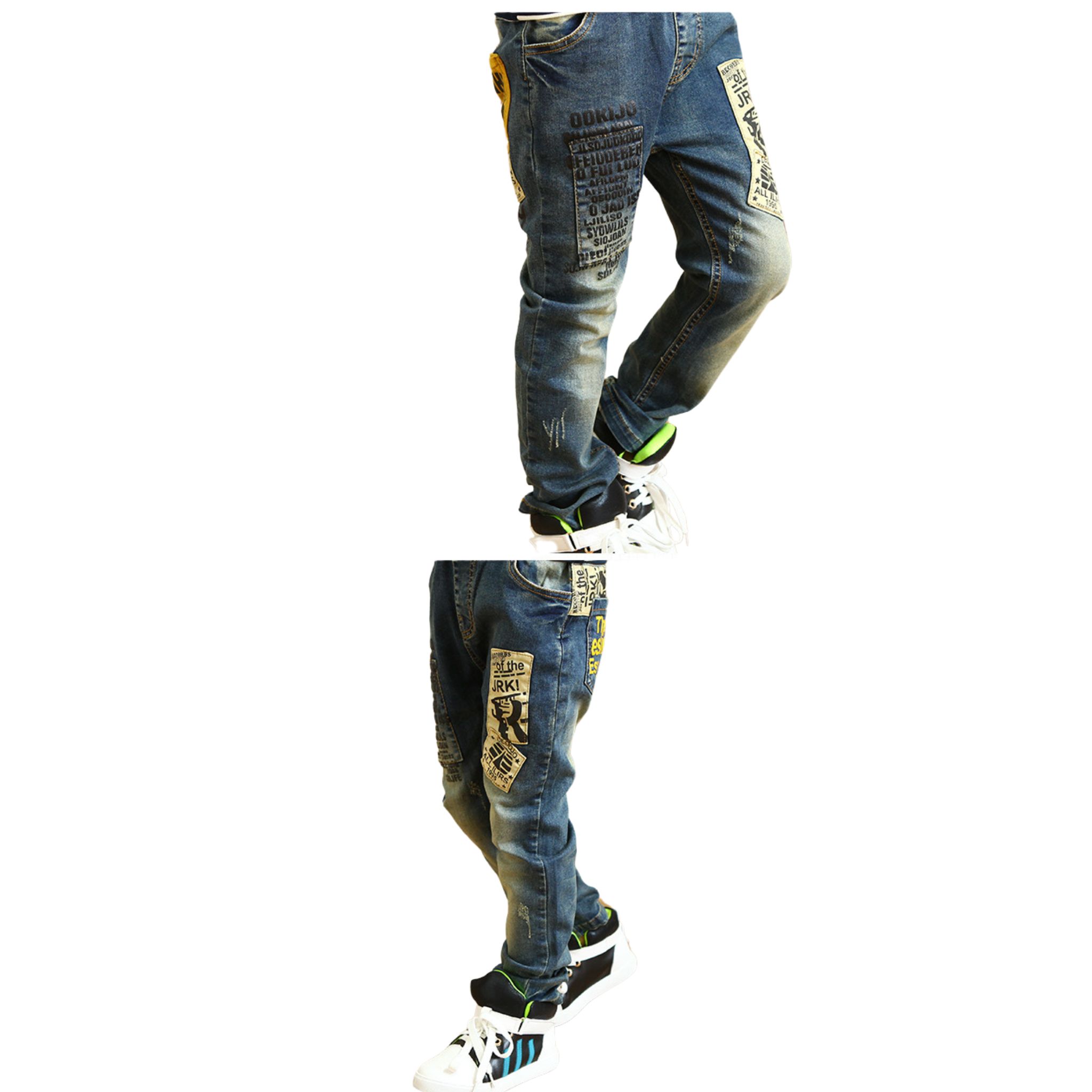 สินค้าพร้อมส่ง กางเกงยีนส์เด็กชาย แต่งลาย