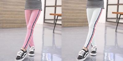 เลกกิ้งเด็ก กางเกงขายาว แต่งแถบสี