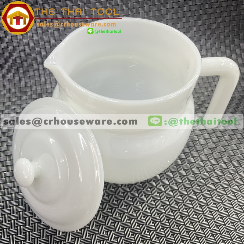 ชุดกาน้ำชา/กากาแฟพร้อมฝา เนื้อมุก ลายมุก (ไม่เขียนขอบทอง)