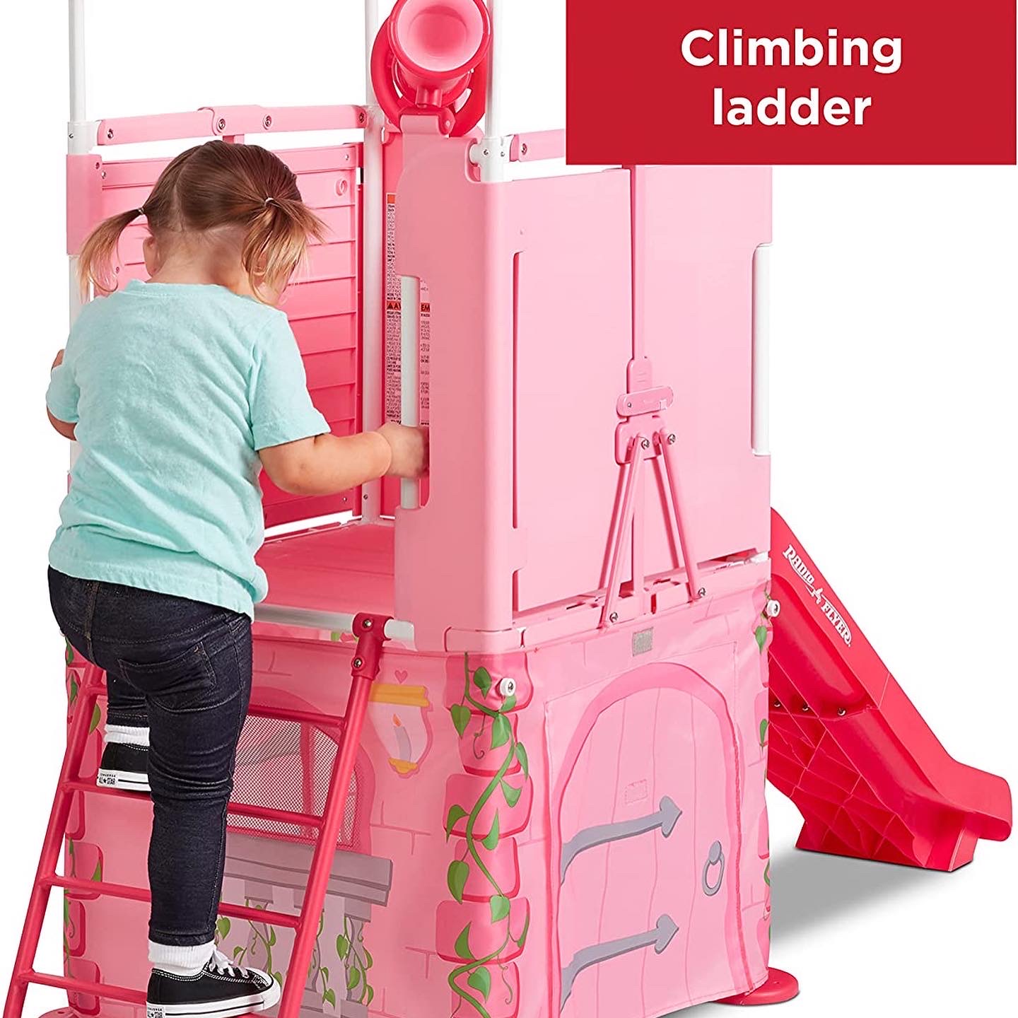 Radio Flyer Play & Fold Away Princess Castle, Toddler Climber, Kids Playhouse