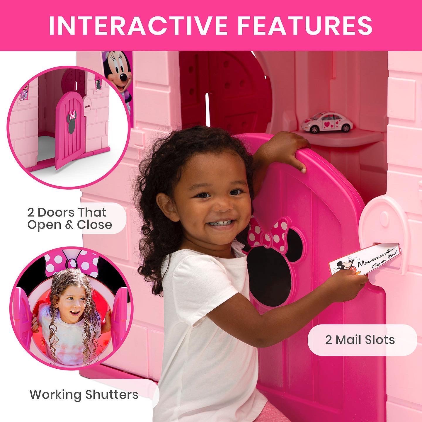 บ้าน Disney Minnie Mouse Plastic Indoor,Outdoor Playhouse with Easy Assembly