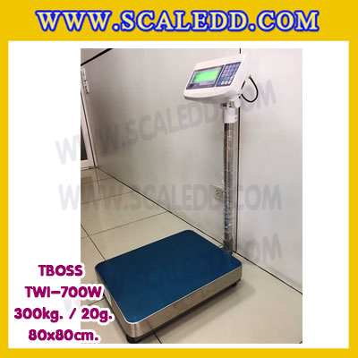 เครื่องชั่งน้ำหนัก300กิโลกรัม เครื่องชั่งน้ำหนัก300kg เครื่องชั่งดิจิตอล300kg เครื่องชั่งตั้งพื้น ตาชั่ง300kg ความละเอียด 20g ขนาดแท่นชั่ง80*80cm ยี่ห้อ TBOSS รุ่น TWI-700W (เครื่องชั่งผ่านตรวจรับรองจากสำนักชั่งตวงวัด)