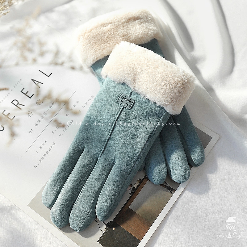 ถุงมือหนังกลับนิ่มบุขนกันหนาว มี 3 สี VER.III