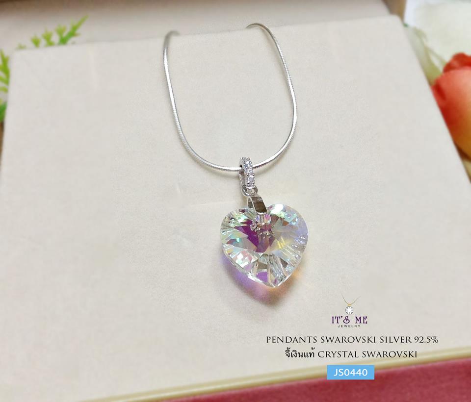 จี้เงินแท้ หัวใจ CRYSTAL SWAROVSKI สีขาว ประดับเพชร cz เล่นแสงดีมากๆค่ะ