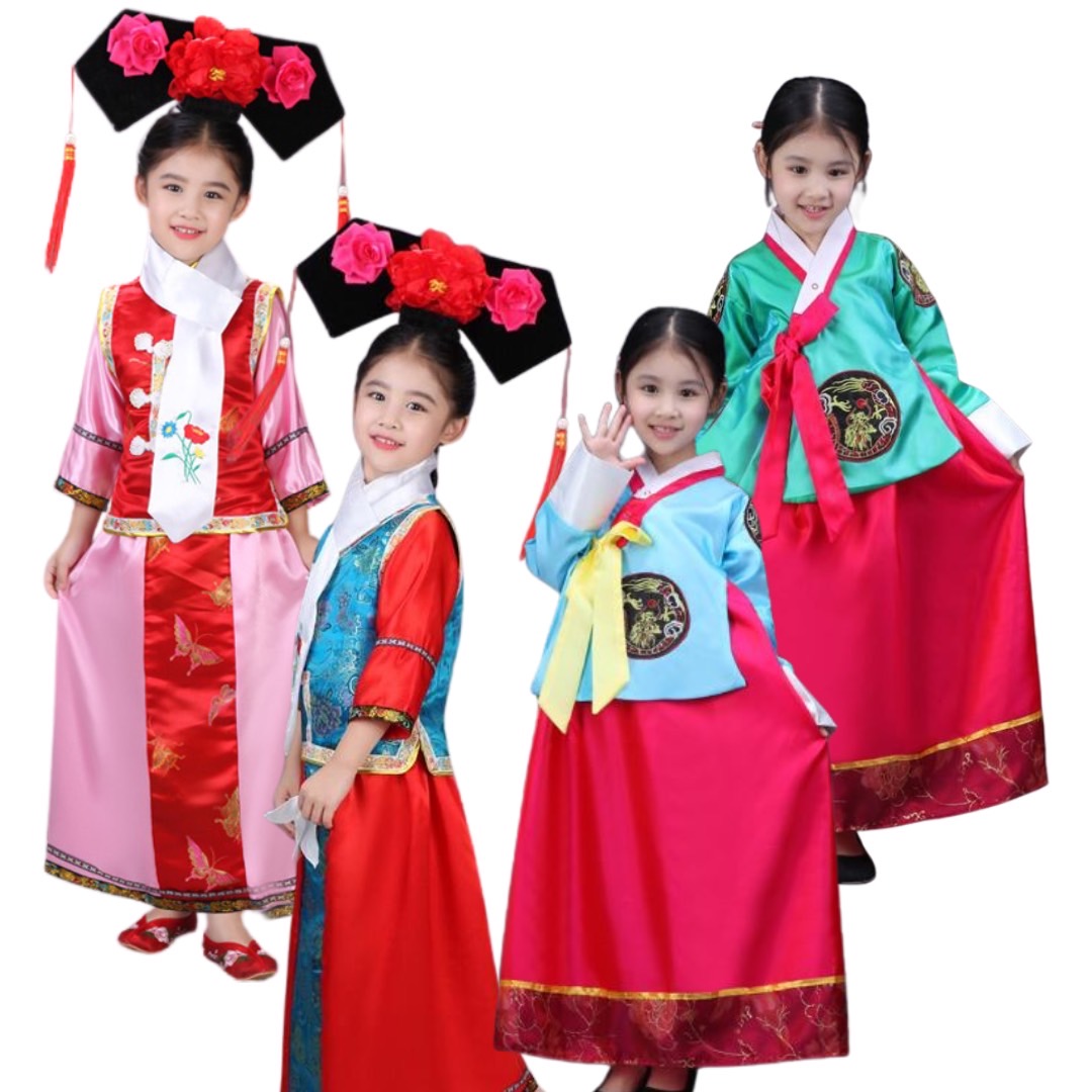 ชุดแฟนซี ฮันบก ชุดเสื้อแขนยาวสีแดง+กระโปรงยาว