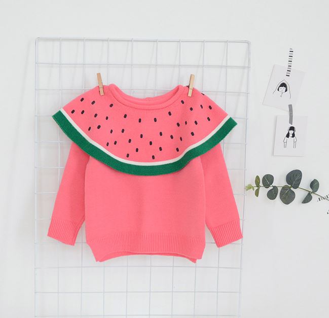 เสื้อกันหนาวเด็ก ลายแตงโม คอกลม