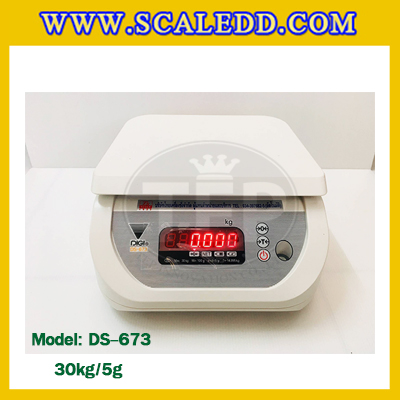 เครื่องชั่งน้ำหนักดิจิตอลตั้งโต๊ะ พิกัดน้ำหนัก 30kg. ยี่ห้อ DIGI รุ่น DS-673 อ่านค่าความละเอียด 5g. (เครื่องชั่งผ่านตรวจรับรองจากสำนักชั่งตวงวัด)