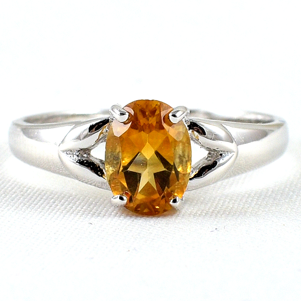 แหวนเงินแท้ราคาถูกชุบทองคำขาว ซิทรินแท้ 1.25 กะรัต งานประณีตสวยงาม สั่งผลิตค่ะ