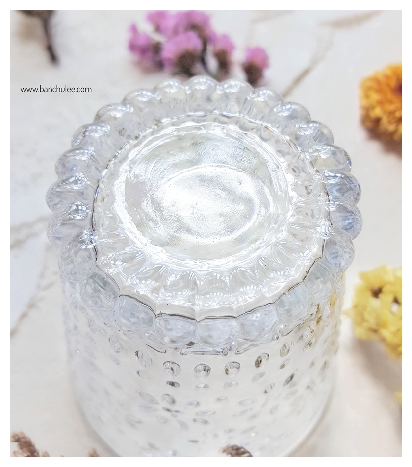Vintage Short Glass Cup - Translucent Flowers