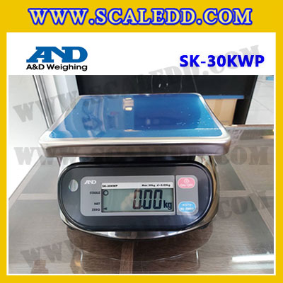เครื่องชั่งน้ำหนักดิจิตอล30kg เครื่องชั่งกันน้ำ30kg เครื่องชั่งดิจิตอล30kg ตาชั่งกันน้ำ30กิโลกรัม พิกัดน้ำหนัก 30kg ความละเอียด 20g ยี่ห้อ AND รุ่น SK-WP (เครื่องชั่งผ่านตรวจรับรองจากสำนักชั่งตวงวัด)