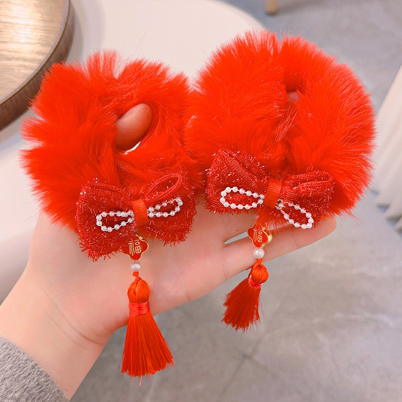 พร้อมส่ง กิ๊บติดผมตรุษจีน เด็ก ยางรัดผม ประดับพู่