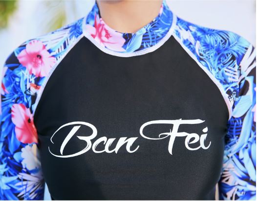 พร้อมส่ง ชุดว่ายน้ำ เซ็ตแขนยาวลายดอก +กางเกงขาสั้น