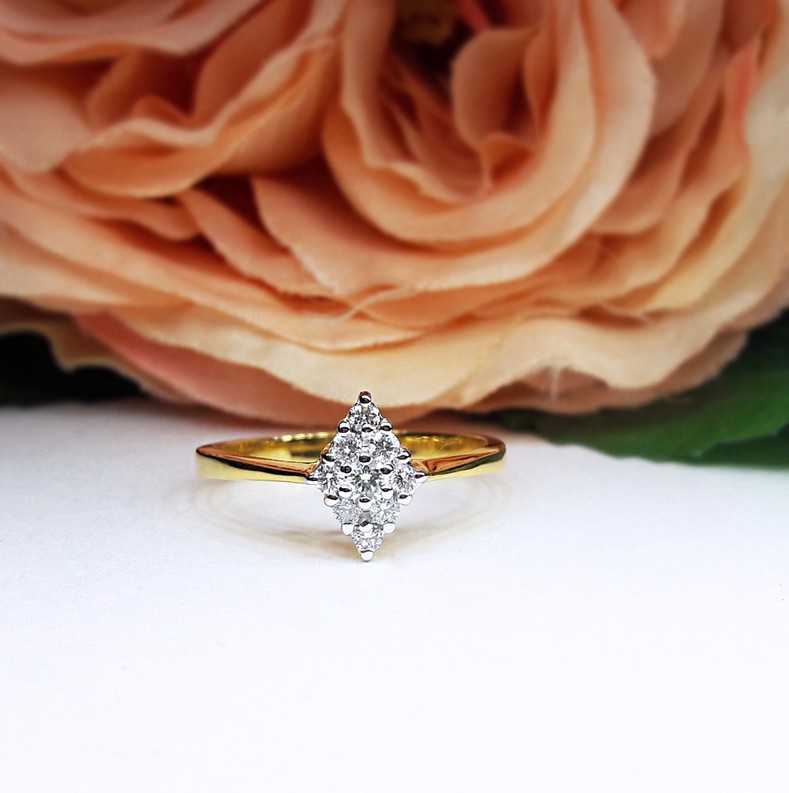 สั่งผลิตเพชรเบลเยี่ยมคัท แหวนแต่งงาน แหวนหมั้น ใส่เที่ยว ออกงาน แหวนทองคำ 18K เพชรแท้ 0.25 กะรัต 2.10 กรัม น้ำ 99 ราคาถูกมาก มีใบรับประกันค่ะ