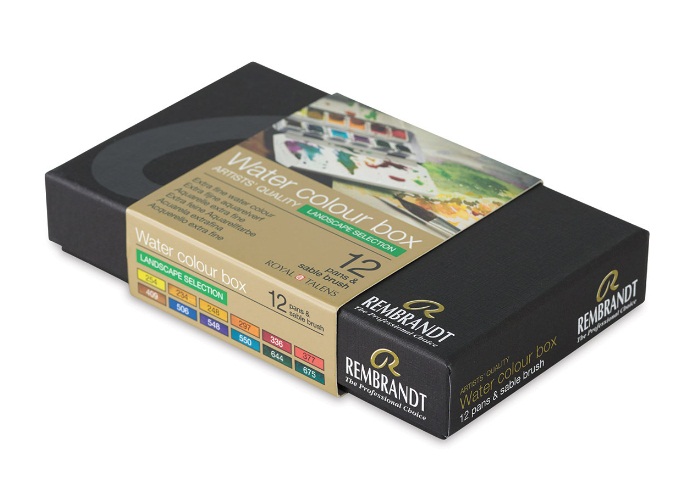 ชุดสีน้ำกล่องโลหะ Rembrandt 12สี พร้อมพู่กัน (Landscape)