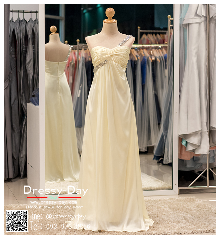รหัส ชุดไปงานแต่งงาน :PF063 ชุดราตรียาว ไหล่เดี่ยว สีครีม ใส่แล้วสวยหรูแต่แอบเซ็กซี่เบาๆ ใส่ออกงานกลางคืน ไปงานแต่งงาน งานเลี้ยง งานรับรางวัล งานบายเนียร์ งานพรอม งานกาล่าดินเนอร์ งานเดินพรหมแดง หรือชุดเพื่อนเจ้าสาว สวยปังมาก