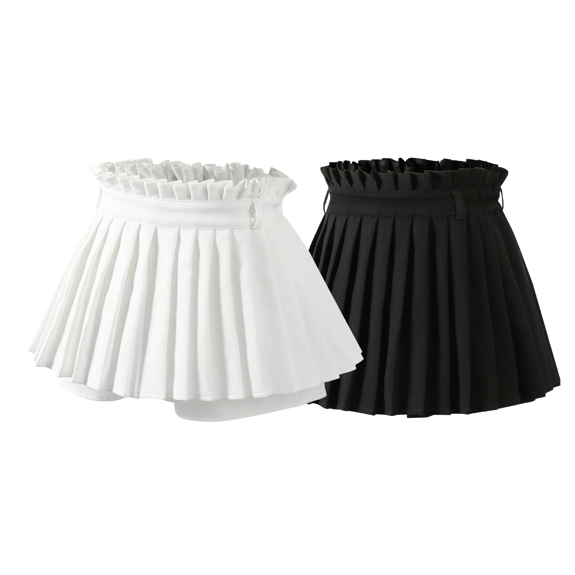 friendly4kid พร้อมส่ง กระโปรง เด็กอัดพลีท ทรงสั้น มีซับในกางเกง ลายพื้น เกรดคุณภาพ แบบสั้น พองฟู