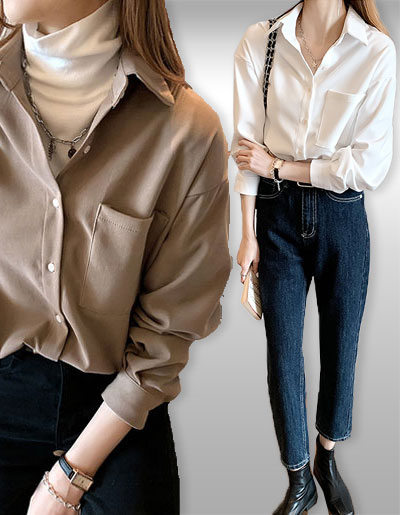 เสื้อเชิ๊ตแฟชั่นทำงาน มี2สี รหัส 2391