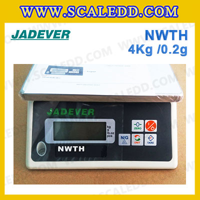 เครื่องชั่งน้ำหนักดิจิตอล พิกัดน้ำหนัก 4000g ยี่ห้อ JADEVER รุ่น NWTH ความละเอียด 0.2g (มีใบผ่านตรวจรับรองจากสำนักชั่งตวงวัด)