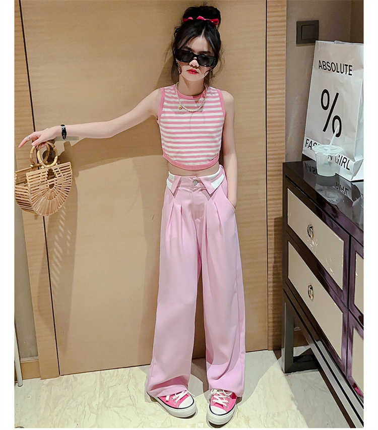 ชุดเต้น ชุดแดนซ์ ชุดลำลอง เสื้อกล้ามลาย+กางเกงเอวพับ