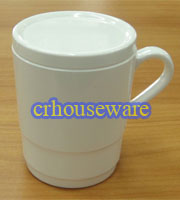 แก้วน้ำเมลามีนมีฝาปิด,ฝาแก้วรองเป็นจานรองแก้วได้,แก้วน้ำคนป่วยโรงพยาบาล017-CL244-3,Melamine glass with lid,แก้วน้ำเมลามีนลดขยะตลาด