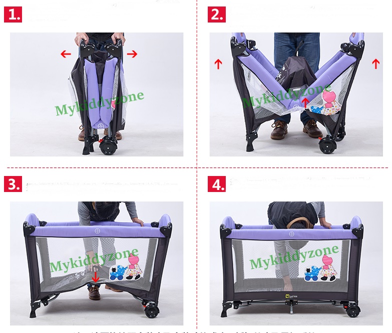 B10123 (A3) เตียงนอนเด็ก เพเพน Playpen Cool baby สีน้ำเงิน พร้อมเบาะวางเปลี่ยนผ้าอ้อม