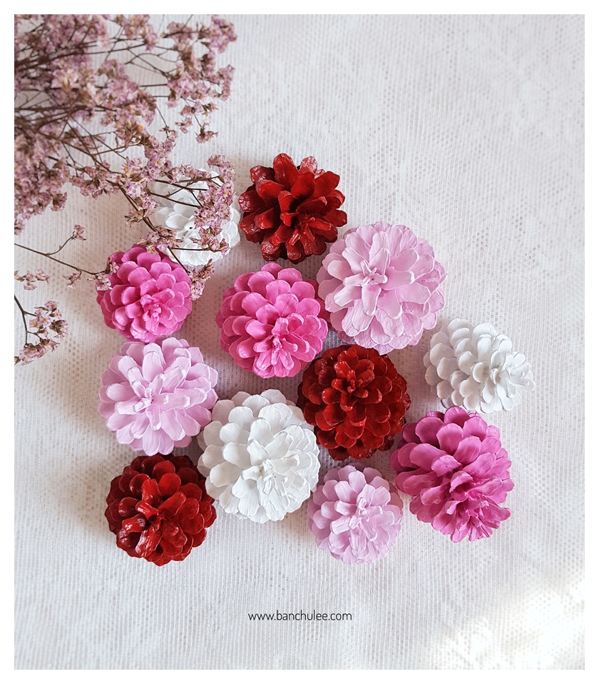 Painted Pine Cone ลูกสนธรรมชาติ ทาสีอะครีลิคสำหรับงานไม้