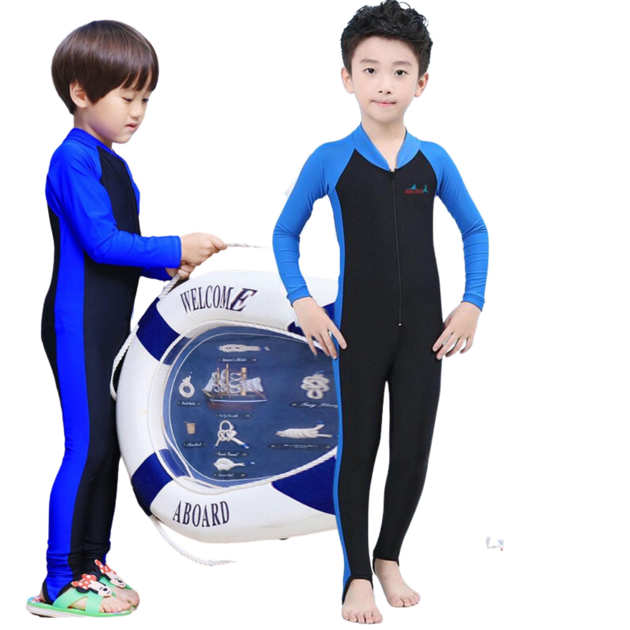 **พร้อมส่ง ชุดว่ายน้ำ เด็กชาย ชุดบอดี้สูท แขนยาวรัดส้น